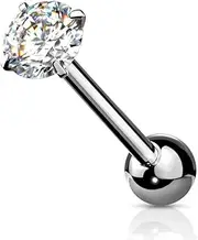 [Stachelkleid] Tongue Piercing Cubic Zirconia Round Surgical Steel 316L Tongue and Venom Piercing