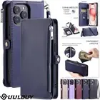 For iPhone 16 15 14 13 12 11 Pro Max XR 8 Case Leather Wallet Flip Zipper Cover
