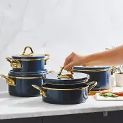 Enamel Granite 8-Piece Anthracite Cookware Set Healthy, Durable, Hygienic, Gift