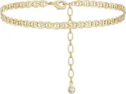 [VACRONA] Gold Anklets for Women 14K Gold Plated Dainty Boho Beach Foot Chain Adjustable Ankle Bracelet