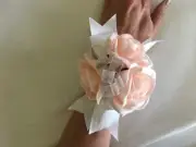 1x Peach Silk Rose Wedding Bridal Flower Wrist Corsage
