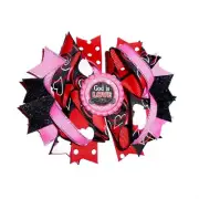 Puppy bows ~ dog collar slide bow valentine's day red black swirls god is love