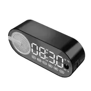 Wireless BT Speaker Alarm Clock LED Display with Dual Alarms for Bedroom (Black)