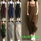 Womens Cotton Linen Dungarees Jumpsuit Casual Baggy Loose Overalls Playsuits/