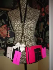 BETSEY JOHNSON BLACK TIE AFFAIR FUCHSIA PINK OR BLACK CROSSBODY BAG RARE! NWT