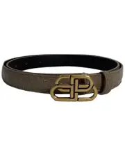 Balenciaga BB Croc-Embossed Leather Belt (Authentic Pre-Loved)