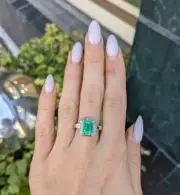 2.16 Ct Octagon Cut Natural Emerald Diamond Proposal Ring 14K solid White gold