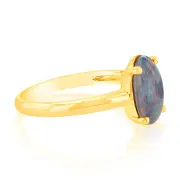 9ct Yellow Gold Triplet Opal Oval Ring, M