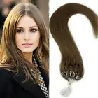 Micro Loop Ring Tip Remy Human Hair Extensions Straight Silicone MicroBeads Link