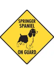 Warning! Springer Spaniel On Guard Aluminum Dog Sign or Vinyl Sticker