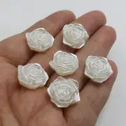 100 pcs Ivory Acrylic Pearl FlatBack Rose Flower Cabochons 0.71" Scrapbook Craft