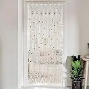 ANMINY Macrame Door Curtain Boho Beaded Curtain for Doorways Handmade Doorway Beads Bedroom Window Curtains with Wooden Rings Cotton Woven Macrame Wall Hanging Hippie Room Decor 35.4" x 78.7"