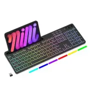 Wireless Keyboard with 7-Color RGB Backlit Full-Size Computer Keyboard with P...