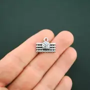 BULK 20 Volleyball Charms Antique Silver Tone Volleyball Net - SC5506