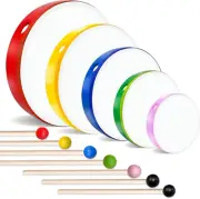 5 Pcs Kids Hand Drums Wood Frame Drum Set with Drum Stick 12 Inch 10 Inch 8 Inch