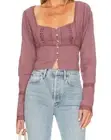 FREE PEOPLE JOI SMOCKED TOP OB1533903 100% COTTON ROAN ROUGE (MAUVE) SIZE S M L