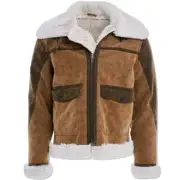 New Kid's Jordan Craig Vienna Bomber Jacket (Brown) Shearling Size 8