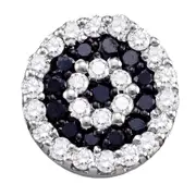 14k White Gold Black Diamond Concentric Cluster Pendant 1/4 Cttw