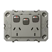 HPM ARTEOR Double Powerpoint With Extra Switch - Grid Only - Magnesium