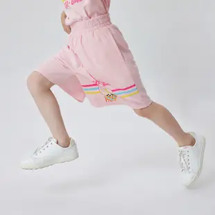 Gap 女童裝 Gap x Barbie芭比聯名 Logo純棉印花鬆緊短褲-粉色(810362)