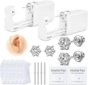 [DJCIW] 2 Pcs Ear Piercing Kit, Disposable Ear Piercing Gun with Cubic Zirconia Stud, at Home Self Ear Piercer Kit