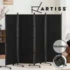 Artiss Room Divider Screen 4 Panel Partition Privacy Fold Fabric Wheels Black