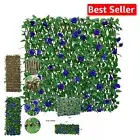 Customizable Outdoor Expandable Fence with Decorative Blue Flowers - 18.33 Sq Ft