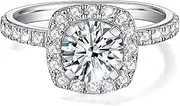[IMOLOVE] Moissanite Engagement Rings for Women Wedding Promise Ring 1.4CT D Color VVS1 Clarity Round Cut Moissanite Ring in Sterling Silver plated with 14K White Gold-40