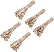 5pcs String Rope Tassel Jute Rope Thick Twine Handwoven Tassel Sisal Rope Natural Jute Tassel Accessories Cord Tassels Key Ropes Garland Beaded Rope for Crafts Brown