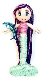 1 Count Handmade OOAK Destiny & Her Dolphin 3" Mermaid Doll Bendable & Posable