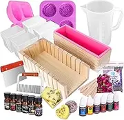 Deluxe Soap Making Kit, Includes All Soap Making Supplies with Silicone Soap Molds, Soap Base, Soap Cutter Box and More, DIY Crafts for Adults Kit