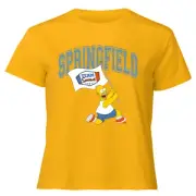 The Simpsons Springfield Team Women's Cropped T-Shirt - Mustard