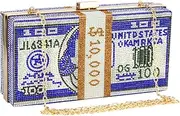 [GripIt] Crystal Money Bag Purse for Women Handbags Diamond Evening Purses and Clutches Wedding Glitter Money Clutch