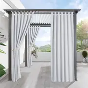 Outdoor curtains for patio - waterproof & sunlight garden curtains, greyish white