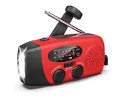 Hand Radio With Flashlight, Portable Solar Radio, Weather Radio Mobile Power Phone Charger, Usb Rechargeable - Red