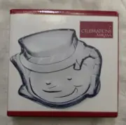 Mikasa Celebrations Crystal Christmas Candy Tidbit Dish NIB Snowman 5.5"