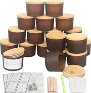 MILIVIXAY 20 Pack 4 OZ Frosted Amber Glass Candle Jars with Lids and Candle Making Kits - Bulk Wide Mouth Small Empty Candle Jars for Making Candles - Spice, Powder Containers.