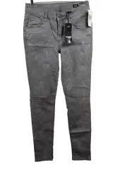 Buffalo David Bitton Jeans Womens 25 Gray floral Skinny Faith Mid Rise Stretch