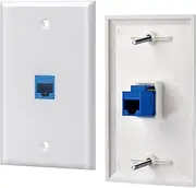 Ethernet Wall Plate, 1 Port Cat6 Keystone Female to Female - White