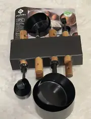 NEW stainless steel measuring cups & measuring spoons wood handles great gifts!