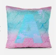 NWT Justice Girls Shimmering Foil Design Mermaid Pillow 14X14 Sequin Initial V