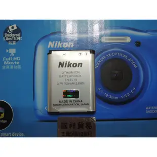 國祥公司貨 盒裝原廠電池 附電池盒 Nikon EN-EL19  Nikon COOLPIX W150 專用