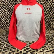 NEW GI Sportz Under Armour Stadium Pull Over Hooded Sweatshirt - Grey/Red-Large
