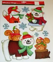 CHRISTMAS Window Clings POLAR BEARS AND FRIENDS