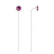 Silver Amethyst Long Chain Earrings