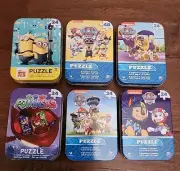 KIDS PUZZLE BUNDLE 6 Pack, 24+pc, 5" x 7" Puzzles Paw Patrol, Minions, PJ Masks