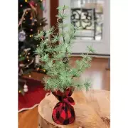New Farmhouse Cabin RED BLACK BUFFALO CHECK FROSTED CHRISTMAS TREE 18"