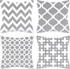 Set of 4 Grey Hamptons Cushion Covers Home Decoration Cushion Covers 45X45Cm