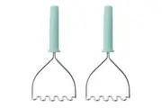 2PK Kitchenaid Soft Grip Metal Masher Potato Mash Cooking Utensil Mineral Water