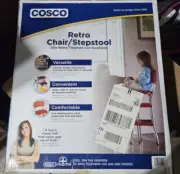 Cosco Retro Counter Chair/Step Stool Red w/Chrome Tubing New Factory Sealed